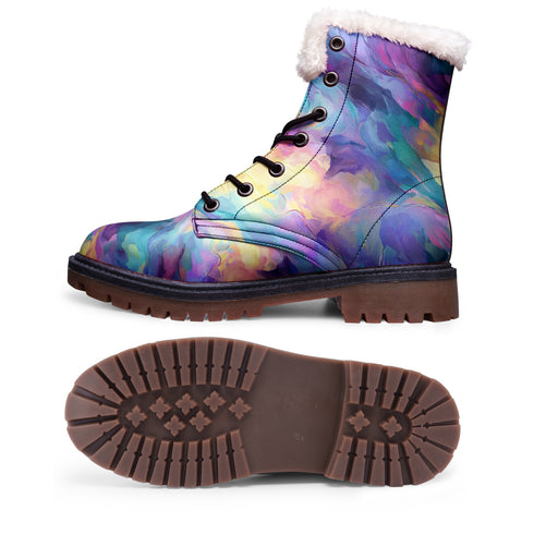 Abstract Ice Unisex Lace Up Winter Boots